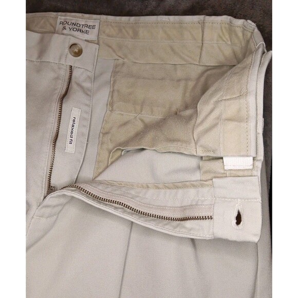 Mens Roundtree & Yorke Khaki Dress Pants 34 X 32 - Picture 3 of 6